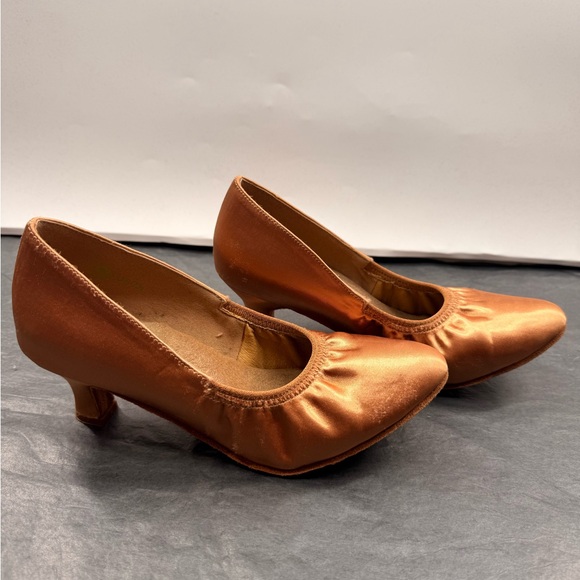 GUC Very Fine S9107 Tan Satin Smooth Dance Shoes - Picture 5 of 14